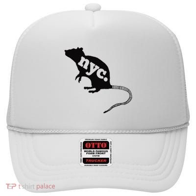 New York City Nyc Rat Logo High Crown Mesh Back Trucker Hat