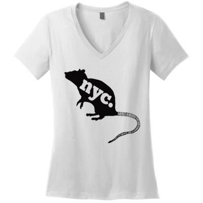 New York City Nyc Rat Logo Women's V-Neck T-Shirt