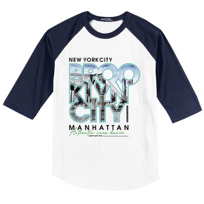 New York City Brooklyn Manhattan Authentic Baseball Sleeve Shirt