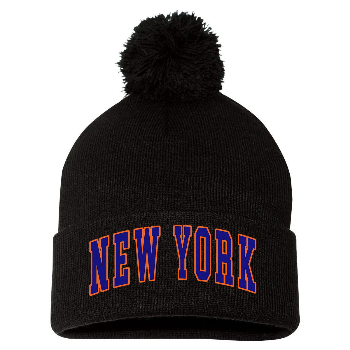 New York City Text Pom Pom 12in Knit Beanie