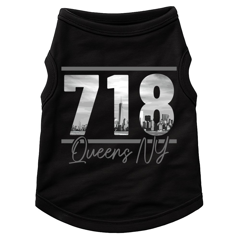 New York City 718 Area Code Skyline Queens Ny Nyc Vintage Gift Doggie Tank