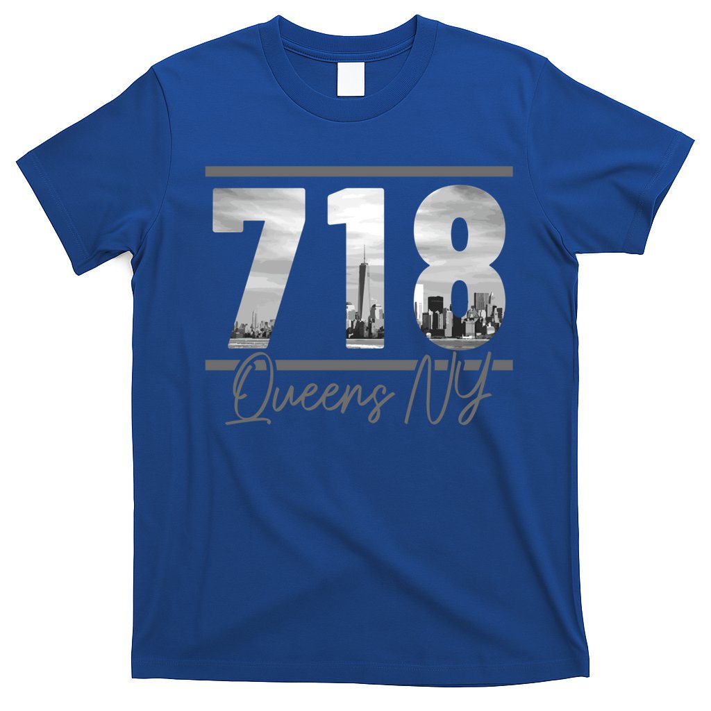 New York City 718 Area Code Skyline Queens Ny Nyc Vintage Gift T-Shirt