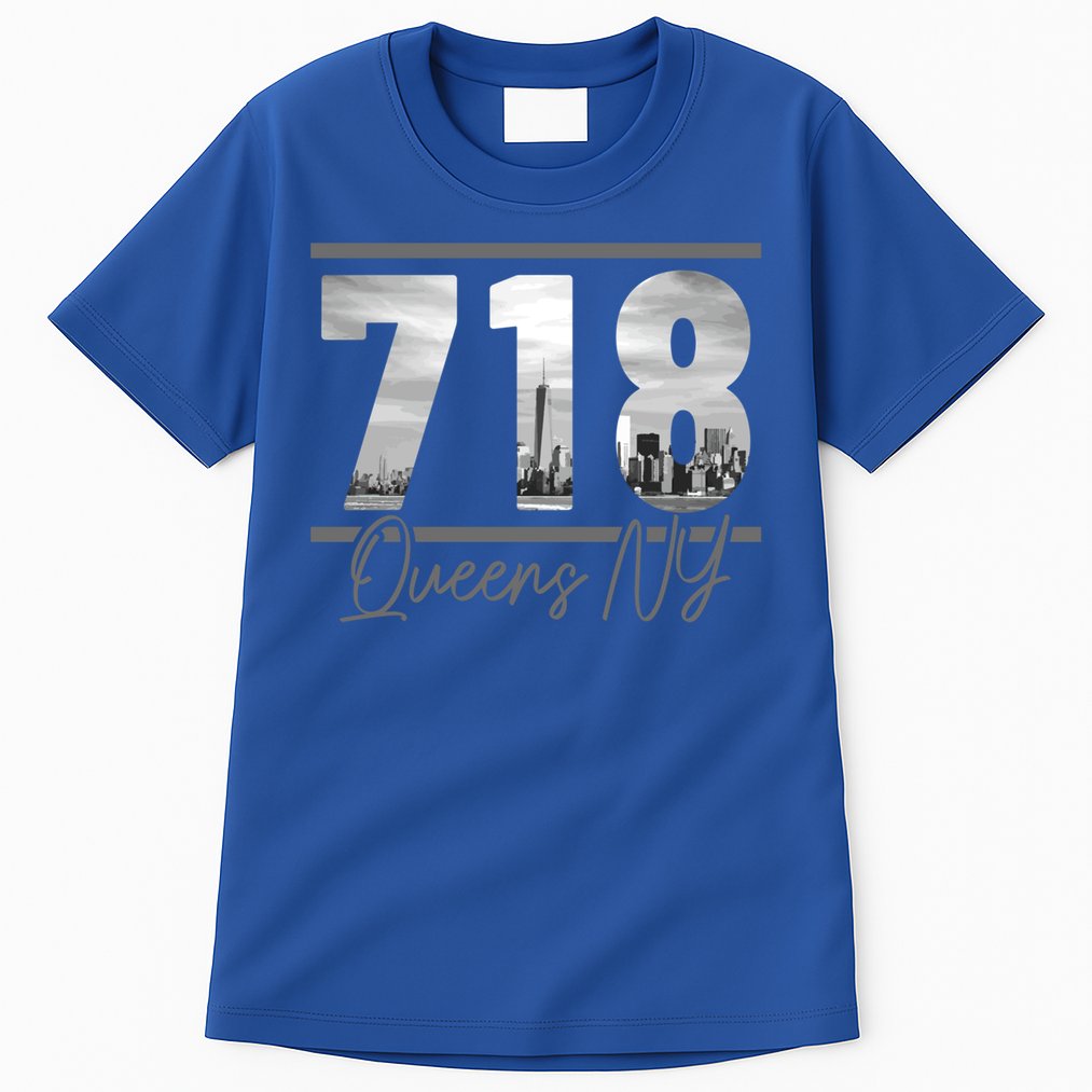 New York City 718 Area Code Skyline Queens Ny Nyc Vintage Gift Tall T-Shirt