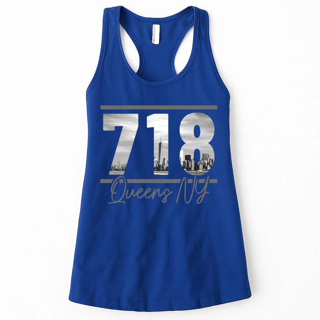 New York City 718 Area Code Skyline Queens Ny Nyc Vintage Gift Womens Tank Top