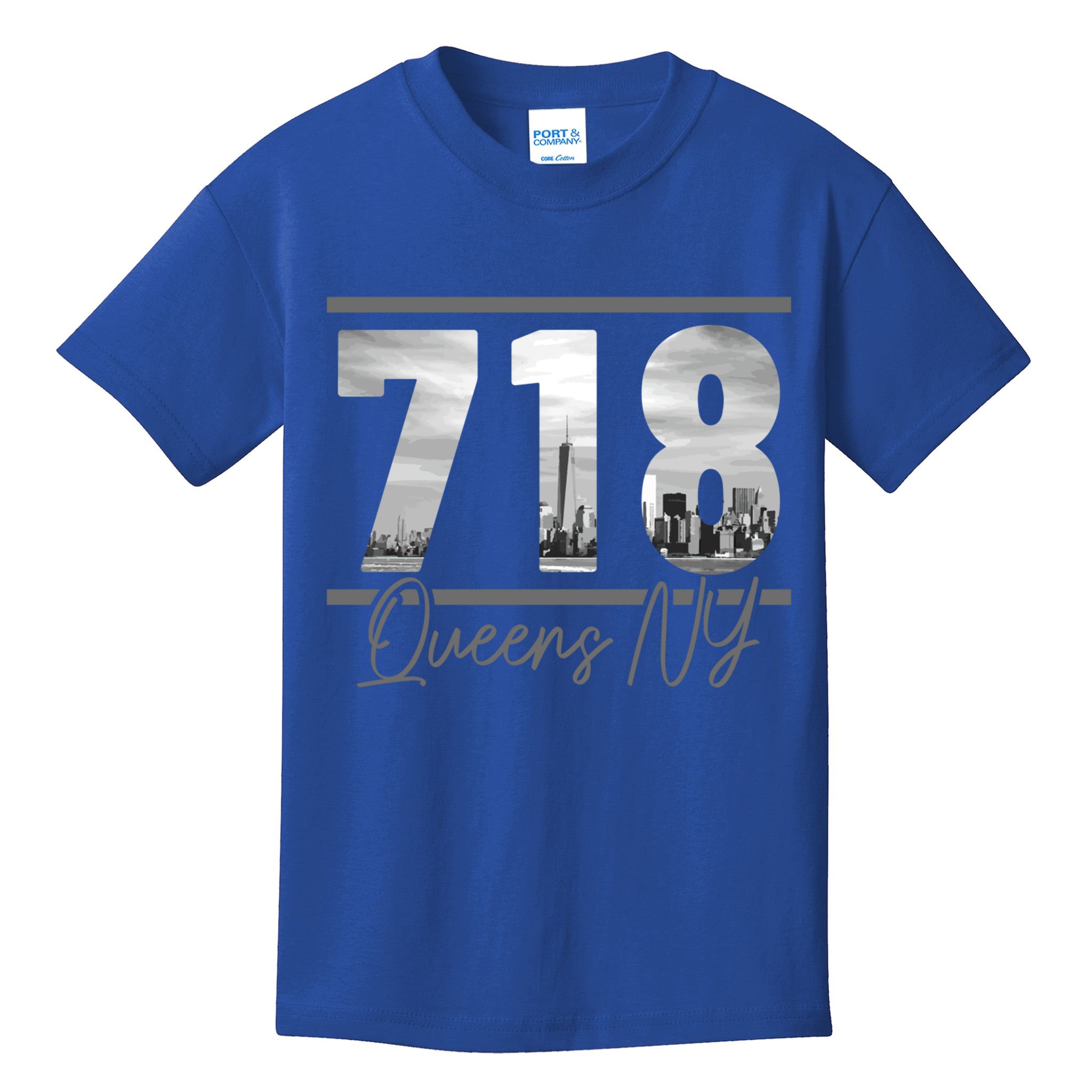 New York City 718 Area Code Skyline Queens Ny Nyc Vintage Gift Kids T-Shirt