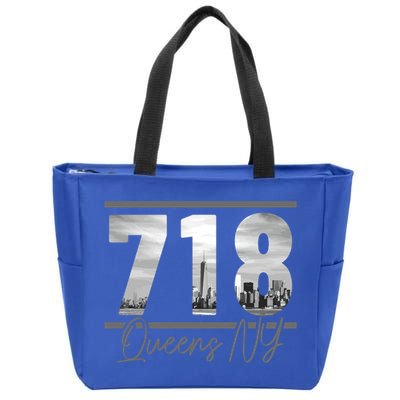 New York City 718 Area Code Skyline Queens Ny Nyc Vintage Gift Zip Tote Bag