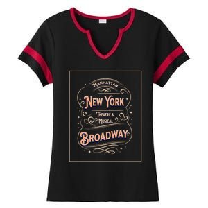 New York City Broadway Nyc Musical Theater Tourist City Gift Ladies Halftime Notch Neck Tee