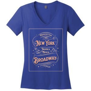 New York City Broadway Nyc Musical Theater Tourist City Gift Women's V-Neck T-Shirt