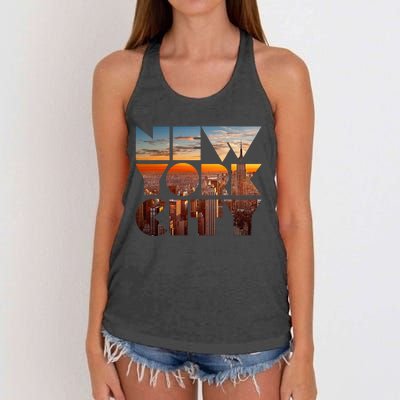 New York City Skyline Nyc Ny City Women's Knotted Racerback Tank