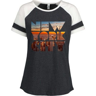 New York City Skyline Nyc Ny City Enza Ladies Jersey Colorblock Tee