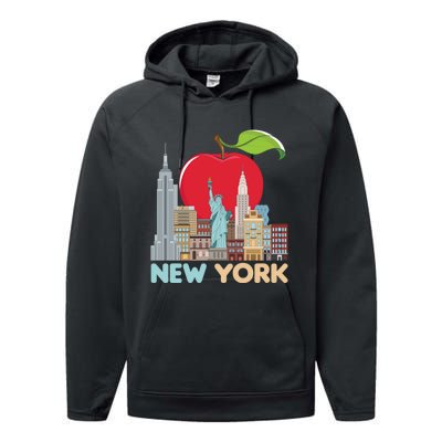 New York City Skyline Gift Big Apple State Souvenir Nyc Performance Fleece Hoodie