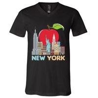 New York City Skyline Gift Big Apple State Souvenir Nyc V-Neck T-Shirt