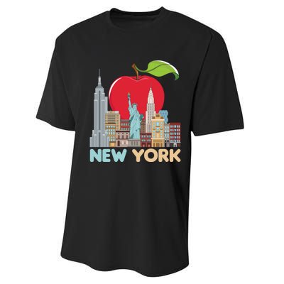 New York City Skyline Gift Big Apple State Souvenir Nyc Performance Sprint T-Shirt