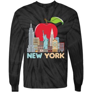 New York City Skyline Gift Big Apple State Souvenir Nyc Tie-Dye Long Sleeve Shirt