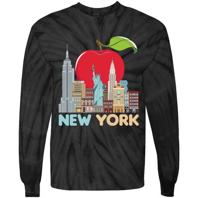 New York City Skyline Gift Big Apple State Souvenir Nyc Tie-Dye Long Sleeve Shirt