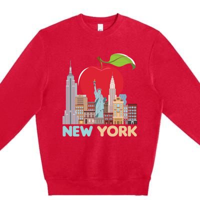 New York City Skyline Gift Big Apple State Souvenir Nyc Premium Crewneck Sweatshirt