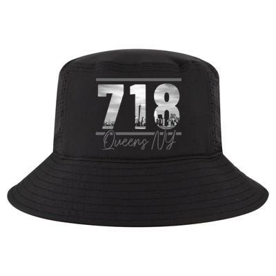 New York City 718 Area Code Skyline Queens Ny Nyc Vintage Cool Comfort Performance Bucket Hat