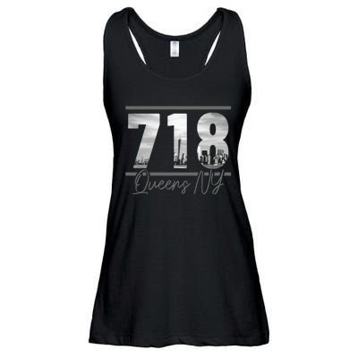 New York City 718 Area Code Skyline Queens Ny Nyc Vintage Ladies Essential Flowy Tank