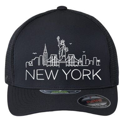 New York City New York City Skylines Statue Of Liberty Gift Flexfit Unipanel Trucker Cap