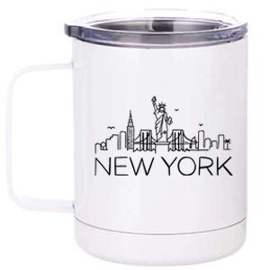 New York City New York City Skylines Statue Of Liberty Gift 12 oz Stainless Steel Tumbler Cup