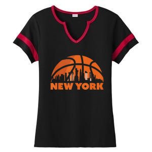 New York City Skyline New York Basketball Fan Jersey Ladies Halftime Notch Neck Tee