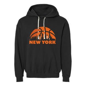 New York City Skyline New York Basketball Fan Jersey Garment-Dyed Fleece Hoodie