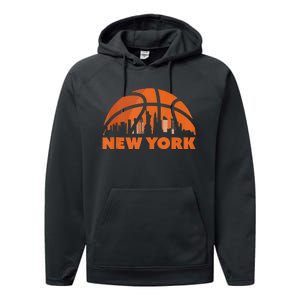 New York City Skyline New York Basketball Fan Jersey Performance Fleece Hoodie