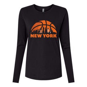 New York City Skyline New York Basketball Fan Jersey Womens Cotton Relaxed Long Sleeve T-Shirt