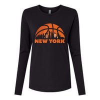 New York City Skyline New York Basketball Fan Jersey Womens Cotton Relaxed Long Sleeve T-Shirt