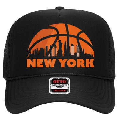 New York City Skyline New York Basketball Fan Jersey High Crown Mesh Back Trucker Hat