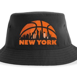 New York City Skyline New York Basketball Fan Jersey Sustainable Bucket Hat