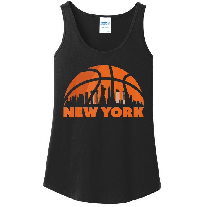 New York City Skyline New York Basketball Fan Jersey Ladies Essential Tank