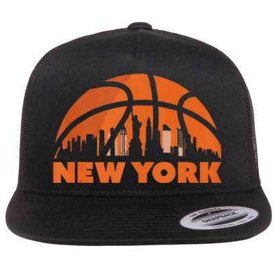 New York City Skyline New York Basketball Fan Jersey Flat Bill Trucker Hat