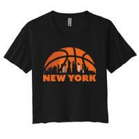 New York City Skyline New York Basketball Fan Jersey Women's Crop Top Tee