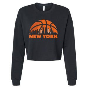 New York City Skyline New York Basketball Fan Jersey Cropped Pullover Crew