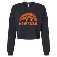 New York City Skyline New York Basketball Fan Jersey Cropped Pullover Crew