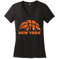 New York City Skyline New York Basketball Fan Jersey Women's V-Neck T-Shirt