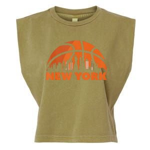 New York City Skyline New York Basketball Fan Jersey Garment-Dyed Women's Muscle Tee