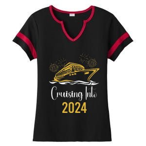 New Years Cruise 2024 Party Family Vacation Matching  Ladies Halftime Notch Neck Tee