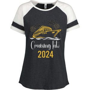 New Years Cruise 2024 Party Family Vacation Matching  Enza Ladies Jersey Colorblock Tee