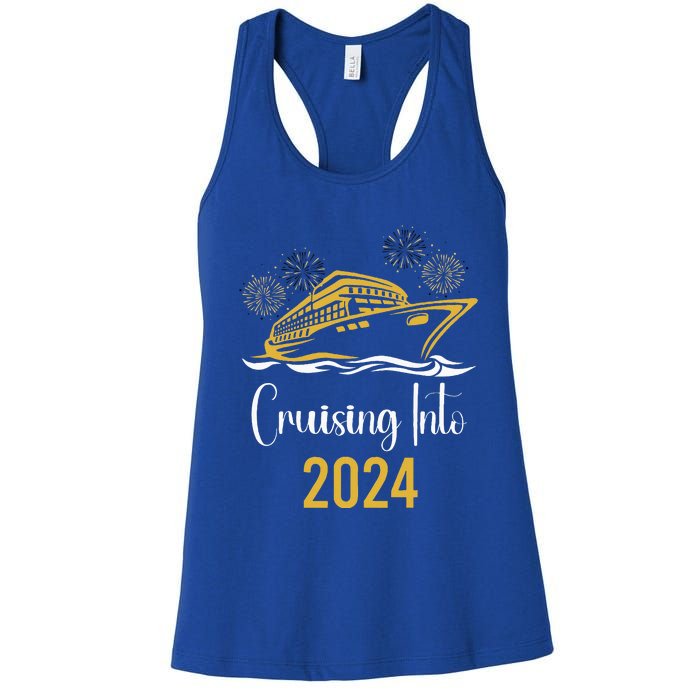 New Years Cruise 2024 Party Family Vacation Matching  Women's Racerback Tank