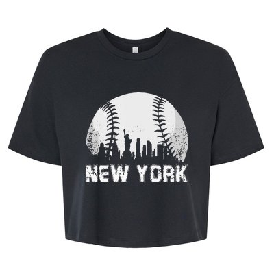 New York City Skyline Baseball Lover Bella+Canvas Jersey Crop Tee