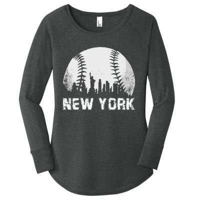 New York City Skyline Baseball Lover Women's Perfect Tri Tunic Long Sleeve Shirt