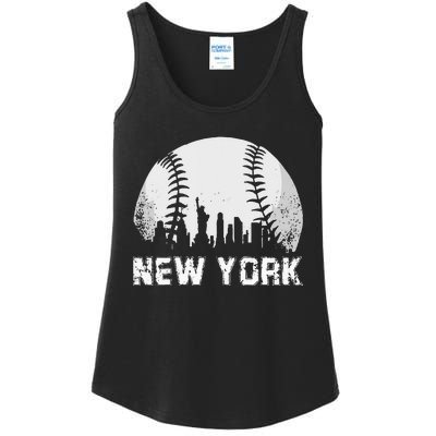 New York City Skyline Baseball Lover Ladies Essential Tank