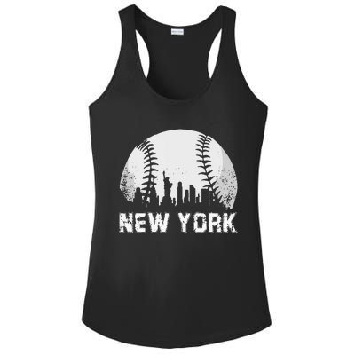 New York City Skyline Baseball Lover Ladies PosiCharge Competitor Racerback Tank