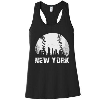 New York City Skyline Baseball Lover Women's Racerback Tank