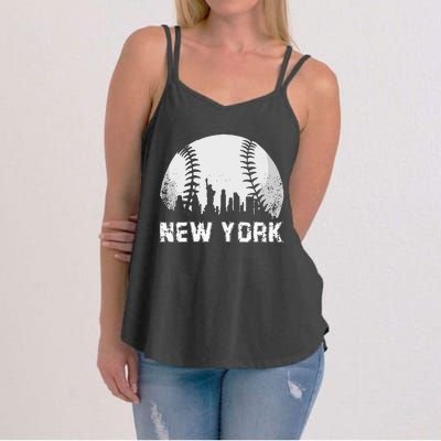 New York City Skyline Baseball Lover Women's Strappy Tank