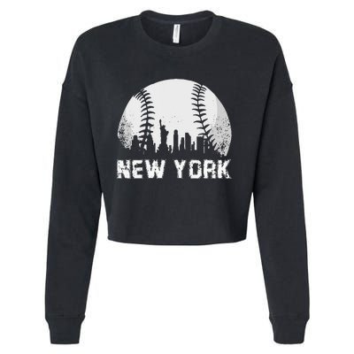 New York City Skyline Baseball Lover Cropped Pullover Crew