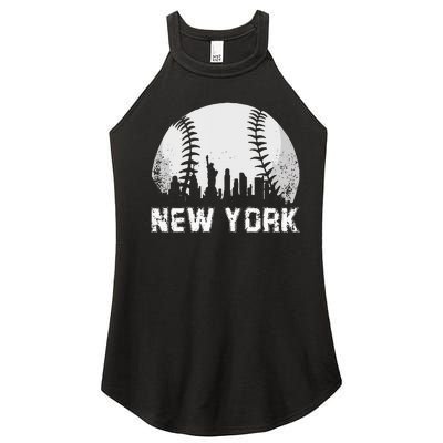 New York City Skyline Baseball Lover Women’s Perfect Tri Rocker Tank