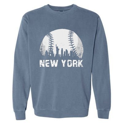 New York City Skyline Baseball Lover Garment-Dyed Sweatshirt